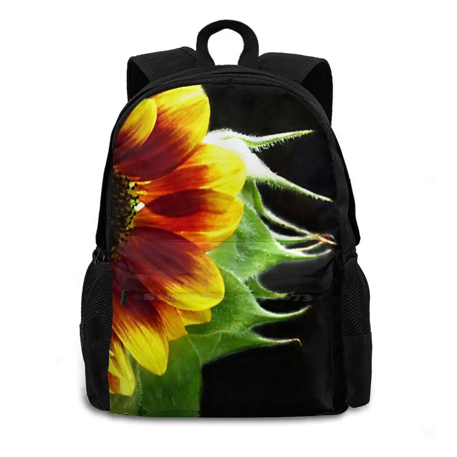 Sunflower Profile. Large Capacity School Backpack Laptop Bags Sunflower Profile Artbytrudee Flowers Floral Art Vibrant