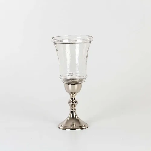 Euro Flora Decorative Metal Pedestal Glass Candlestick 15x34 cm