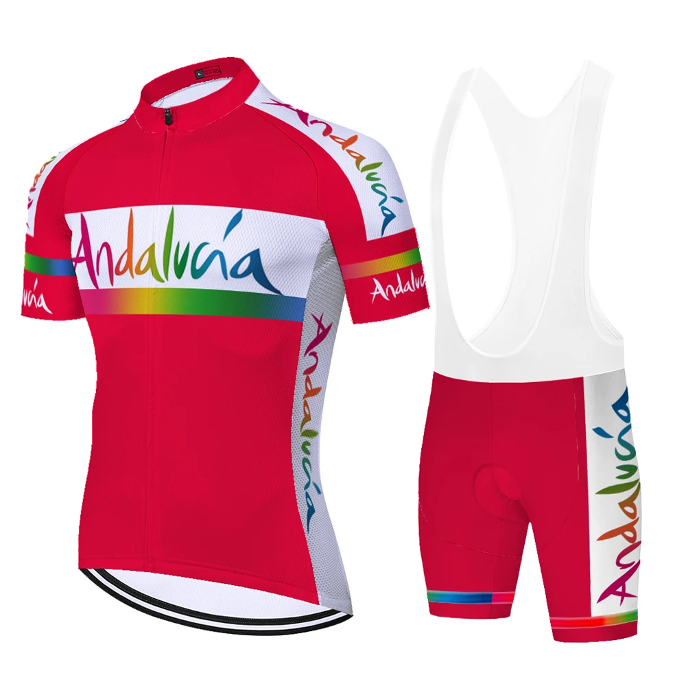 Team ANDALUCIA cycling suit 20D gel pad summer quick dry spain short sleeve maillot ciclismo hombre verano 2023