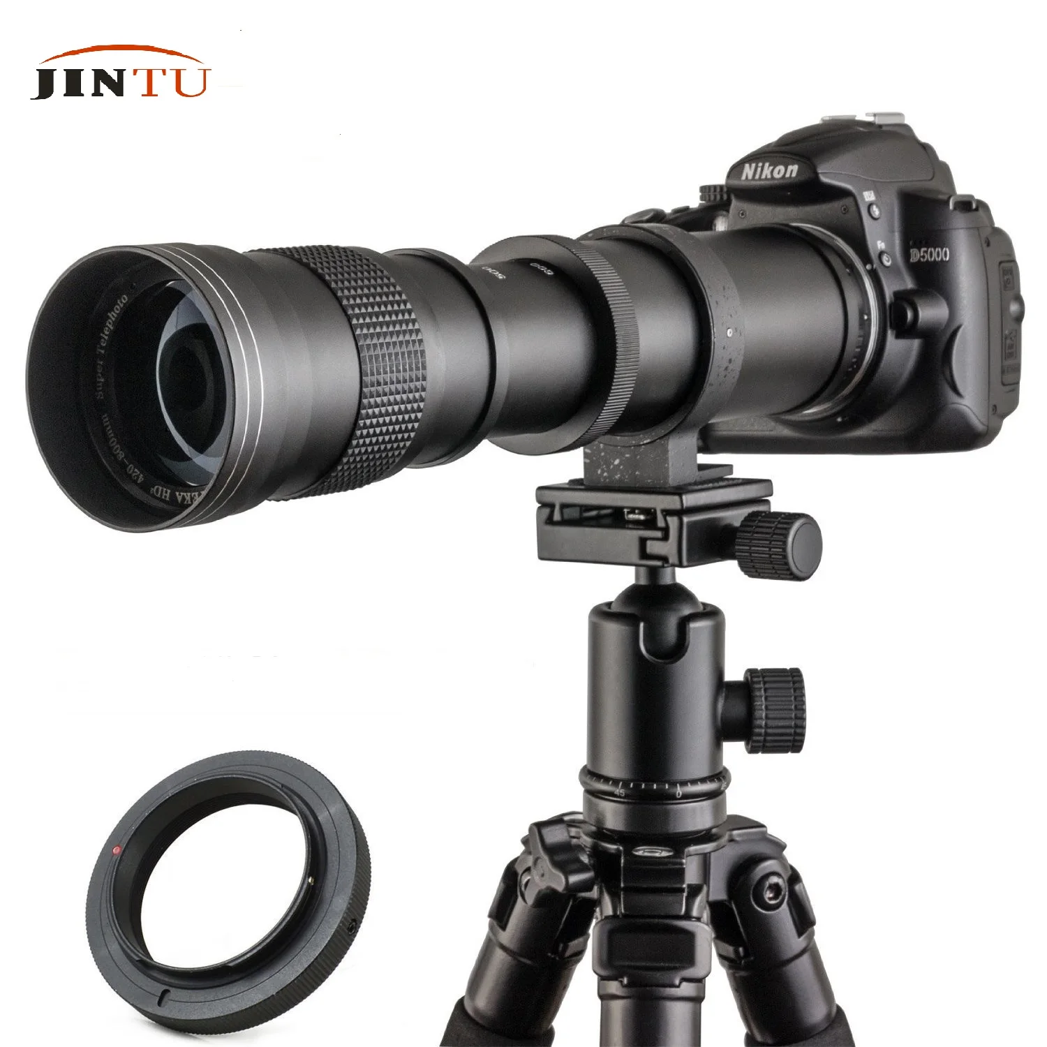 JINTU 420-800mm F/8.3-16 슈퍼 망원 렌즈, 수동 초점 줌 렌즈, 캐논 니콘 삼성 소니 넥스 DSLR 카메라 사진 촬영 적합 