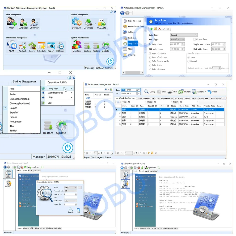 YiToo 2.8 pollici Wifi RFID biometrico impronta digitale presenze tcp/ip USB Office Check-in Realand System Time Clock Software gratuito