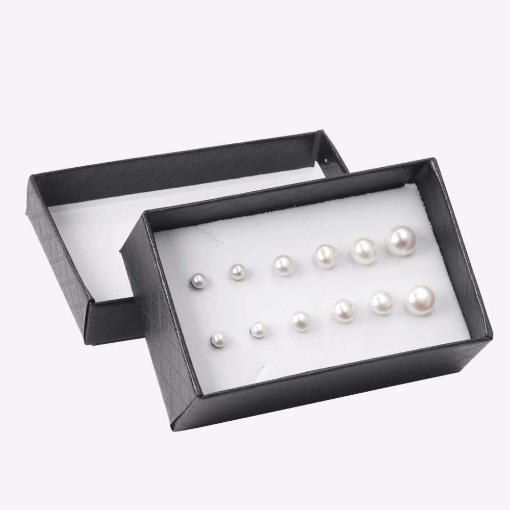 6 Pairs/Box White Imitation Pearls Earrings Set Stainless Steel Fashion Womens Ear Studs Gift Jewelry Accessories Wholesale