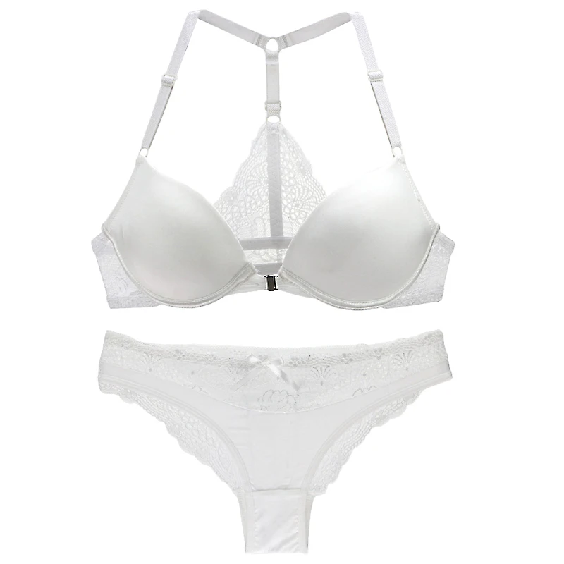 DaiNaFang New Sexy Bras Set Deep V Y-Line Straps Japan and South Korea Lace Womens Underwear ABC Cup Female Lingerie