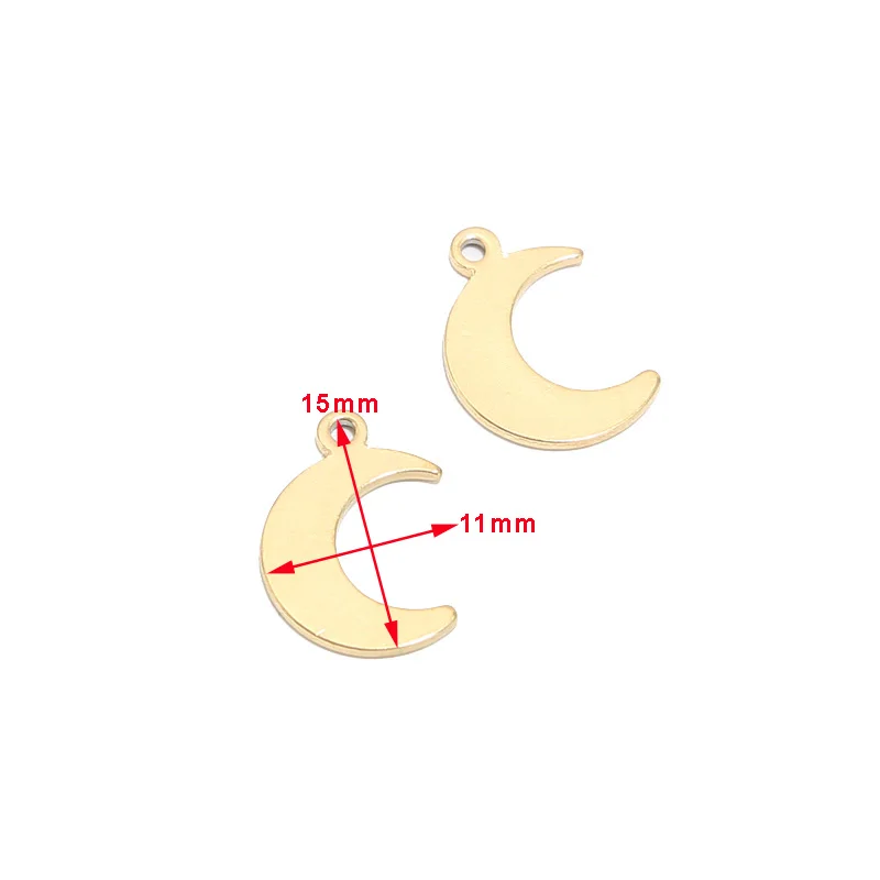 

50 шт., подвески с подвесками в виде Луны из нержавеющей стали для самостоятельного изготовления ювелирных изделий, пустые штамповочные бирки 15 мм x 11 мм