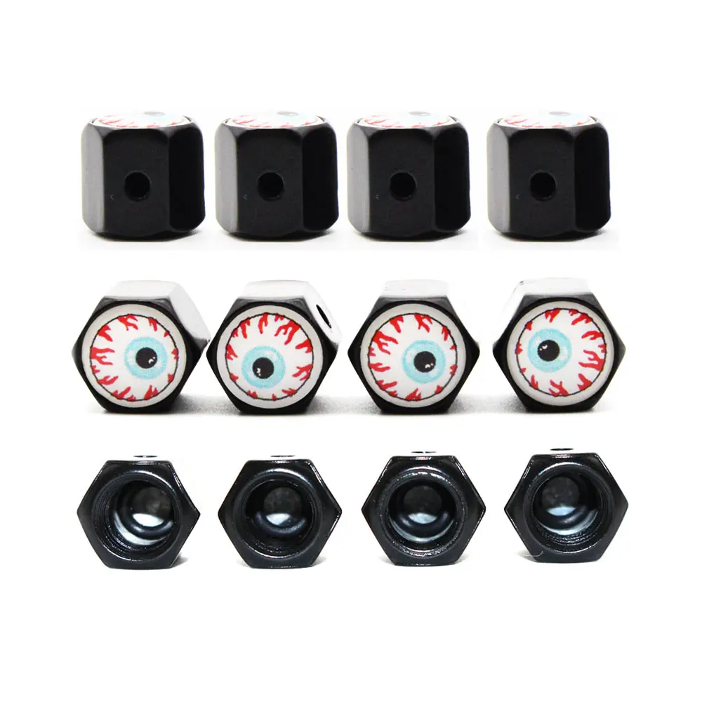 DSYCAR 1Set Car Styling Zinc Alloy Anti-theft Eyeball Style Car Tire Valve Caps Wheel Tires Tire Stem Air Cap Airtight Covers