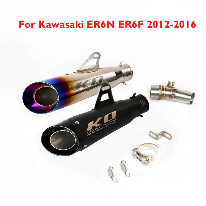 

Motorcycle Exhaust Tip Silencer Escape Muffler Pipe Mid Connect Link Tube Slip on Exhaust for Kawasaki ER6N ER6F 2012-2016