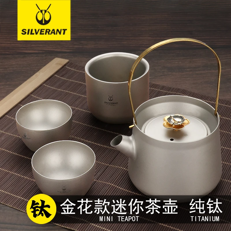 

Outdoor Titanium Camping Kettle Tea Pot Maker Pour Over Gooseneck Spout Kettle With Hanging Ear Braided Handle For Picnic EDC