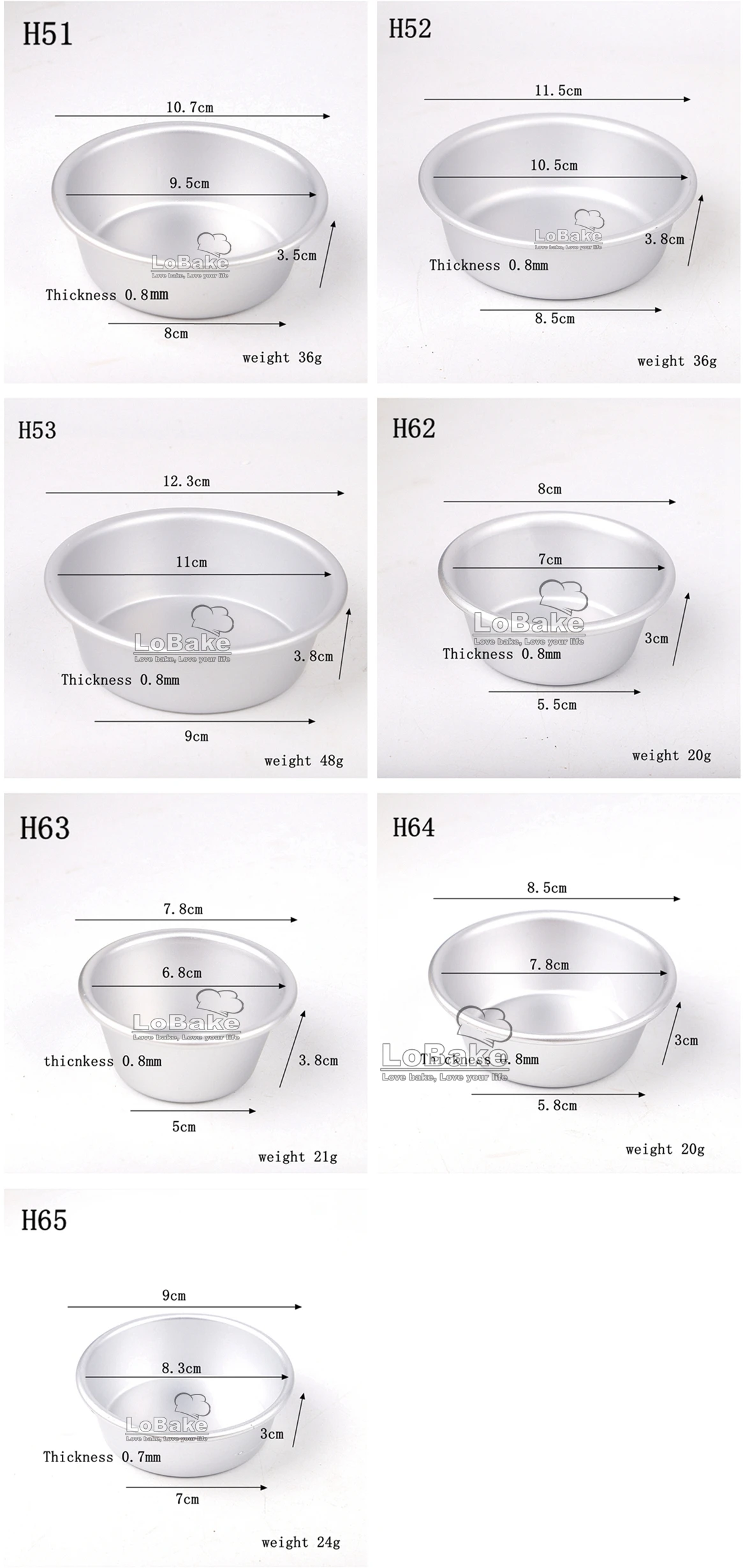 10pcs/lot Thicken Various Shallow Cups Bowl Shape Aluminium Tart Mould Jelly Pudding Cup Cupcake Mold Cheese Pans DIY Baking