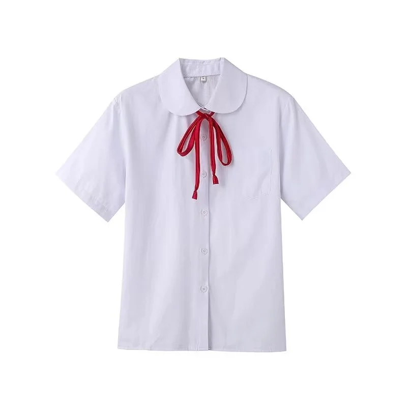 New Girl Cute Uniforms Round Doll Collar Shirt Blouse Women Clothes White Jk Japanese School Girl Cosplay Sailor Shirts Girls