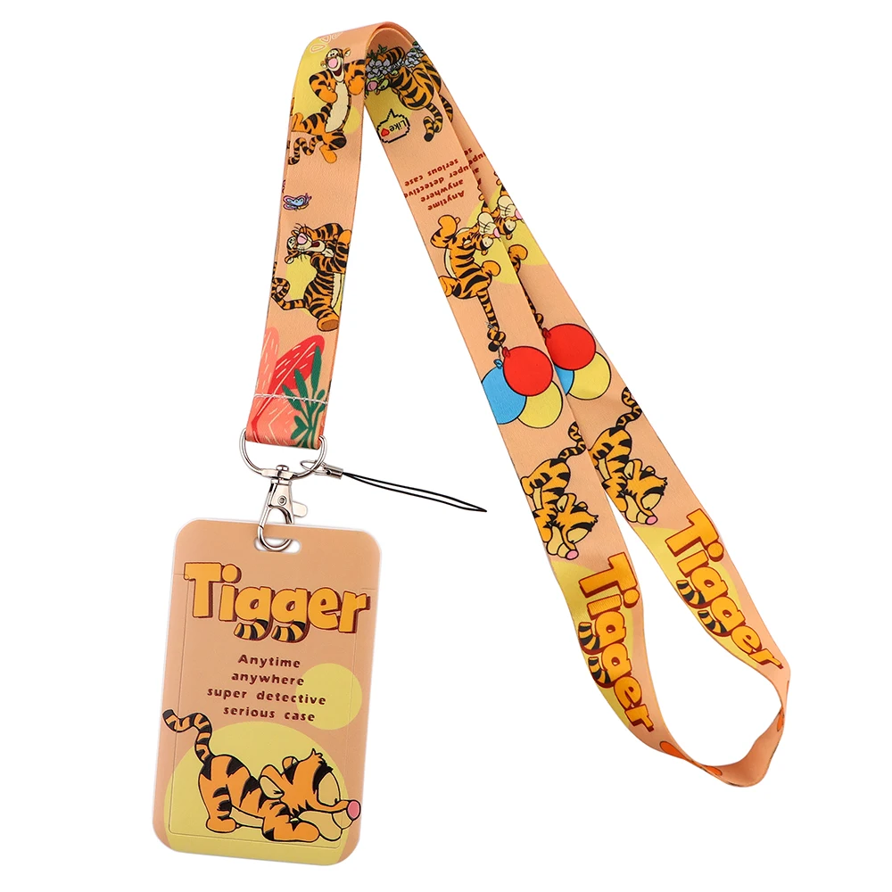 YQ363 Pooh Bear Tigger Lanyard Phone Rope Key ID Campus Card Badge Holder Cartoon Neck Strap Keychain Necklace Lariat Kids Gift