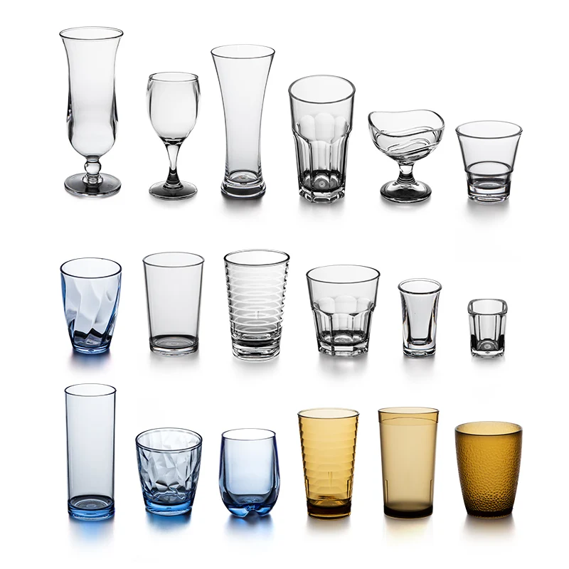 6pcs Acrylic Drinking Glasses Set Plastic Tumblers Plastic Cups Dishwasher Safe Cups Glassware Unbreakable Plastic Drinking Set