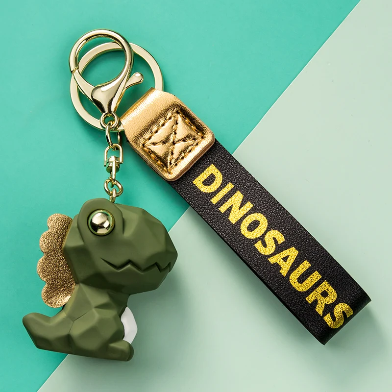 Cartoon Resin dinosaur Keychain blue green pink red brown Doll Pendant Cute Bag Phone black Lanyard Men Women Car Keyring Gift