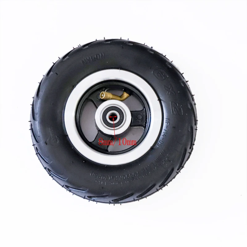 6 Inch Electric Scooter Wheel 6x2 Wheel With Air Tire Solid Tire Metal Hub 608 /628 Bearings 8/10mm Axle Hole Trolley Cart Wheel