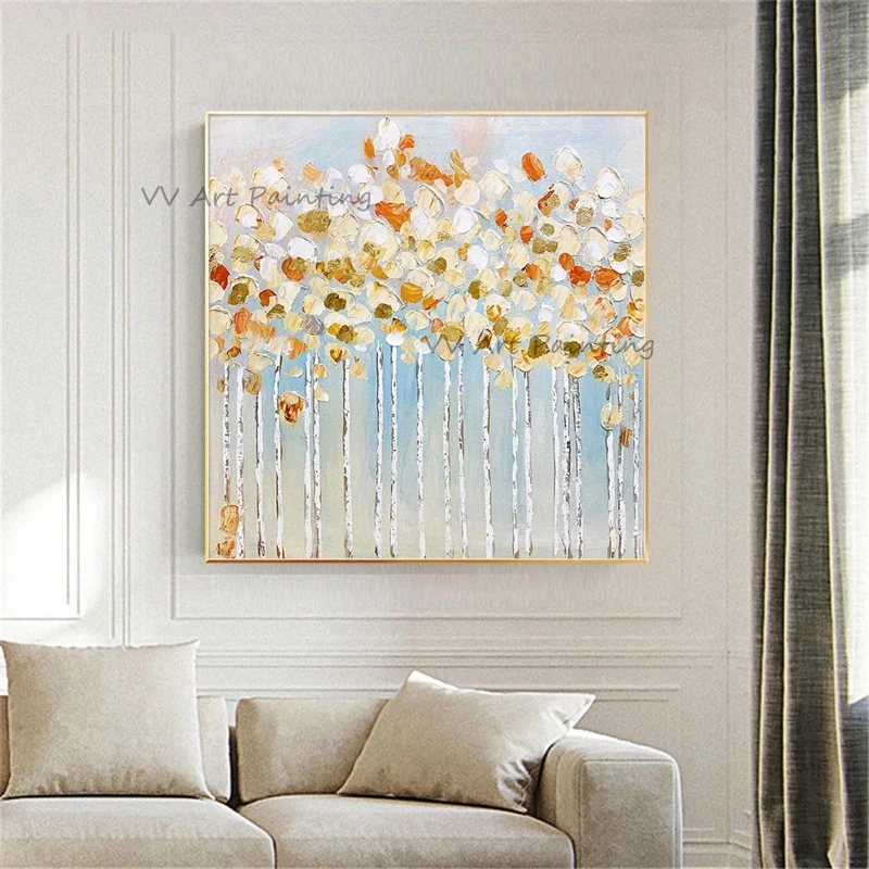 Hand Painted Nature Oil Paintings Canvas Abstract Flower Graph Palette Knife Plant Decor Wall Interior Decor for Living Room