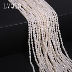 Natural Freshwater Pearl Beaded High Quality White Rice Beads Loose Pearls For Making Jewelry DIY Bracelet Necklace Accessories