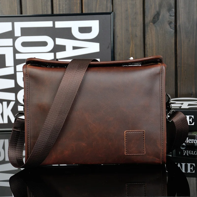 Bolsa de couro vintage masculina, novo 2020