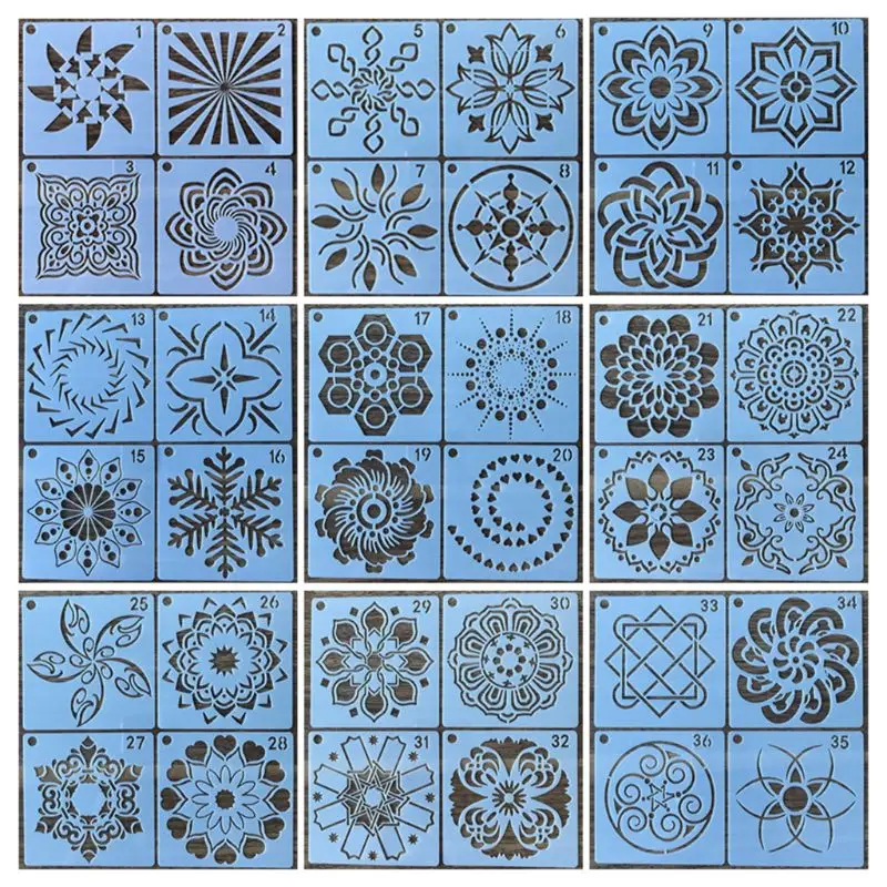 1Set Mandala Dot Painting Templates Stencils Small Mandala Template Stencils for DIY Art Project Rock Painting