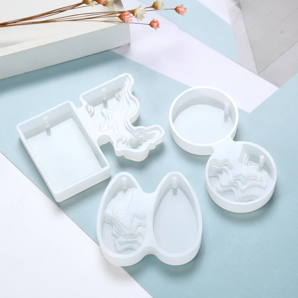 Round Water Drop Handmade DIY Crystal Epoxy Glue Creative Concrete Plaster Step Field Island Pendant Silicone Mold