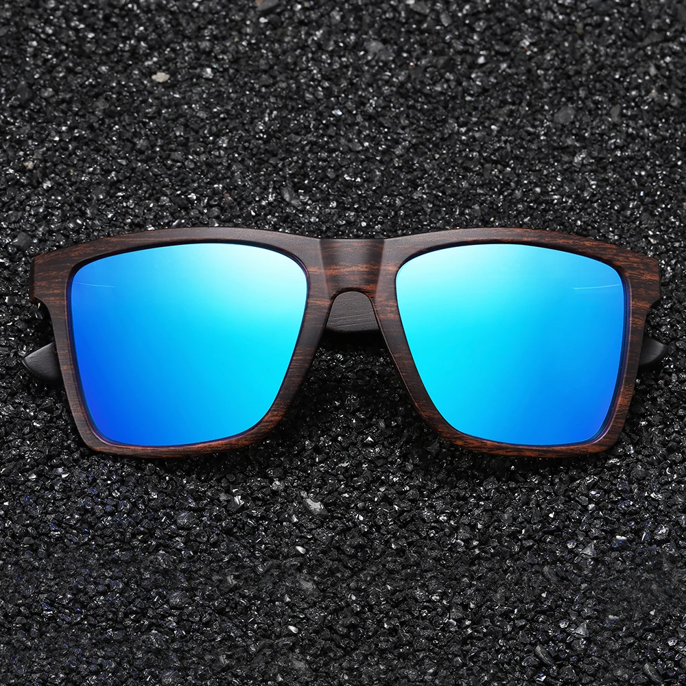 GM Wooden Sunglasses Women Sunglasses Men Polarized Fashion Flat Lens Square Frame Eyewear UV400 Colorful Sun Glasses