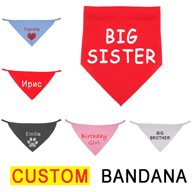 Custom Pet Triangle Scarf Adjustable Dog Bandana Cool Logo Name Personalized Puppy Bibs Pet Accessories Supplies Bibs