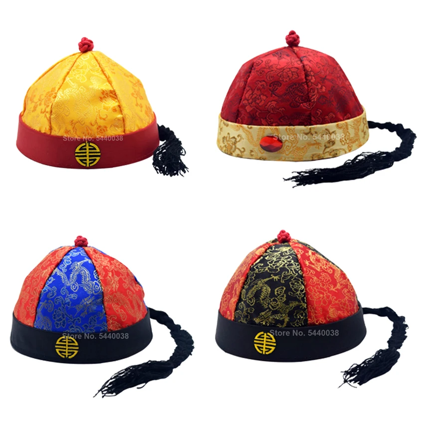 

Qing Dynasty Ancient Chinese Hat Adult Kids Traditional Tang Suit Accessories Emperor Bridegroom Soft Cap New Year Gift