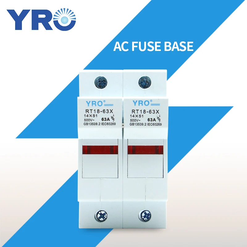 AC 1PC 2P Fuse Base 500V 63A With LED light Matching Fuse 14x51MM R016 only Fuse Base RT18-63X