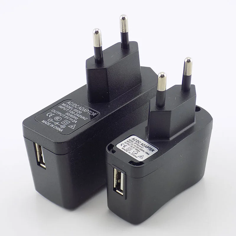 AC 110V-240V  to DC 5V 0.5A 1A 2A 3A USB to Euro Plug Adapter USB Charger Power Supply Universal Travel Charging