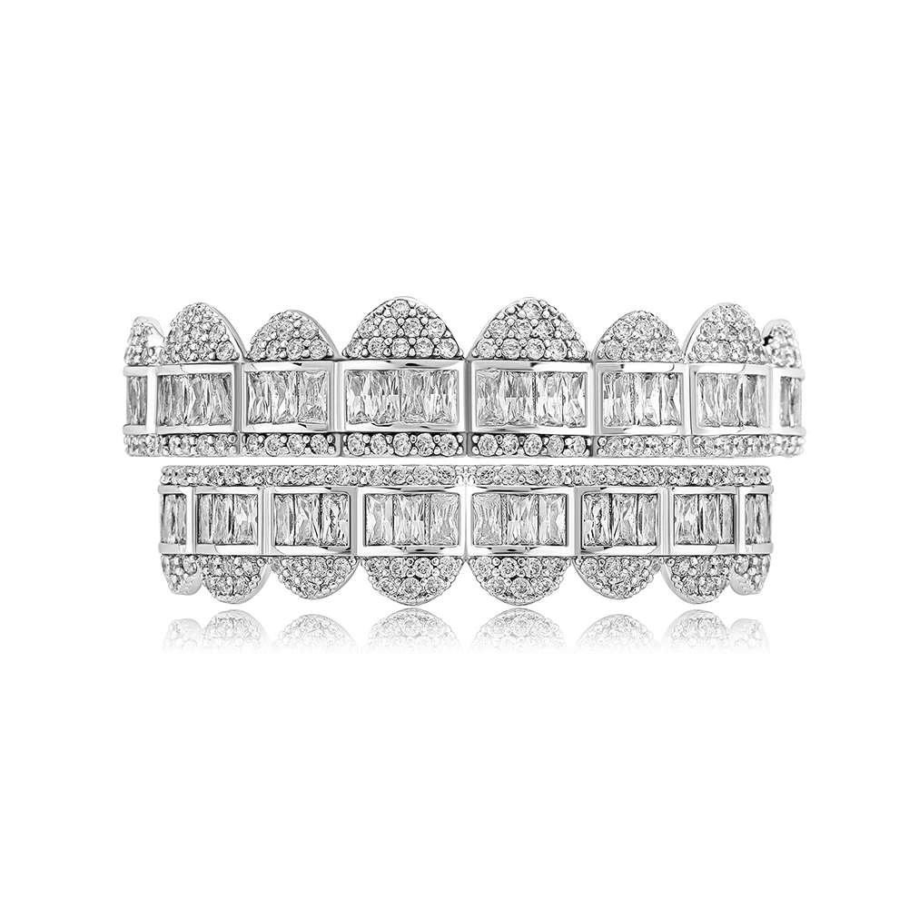 Baguette Set Teeth Grillz, Top & Bottom, Unisex