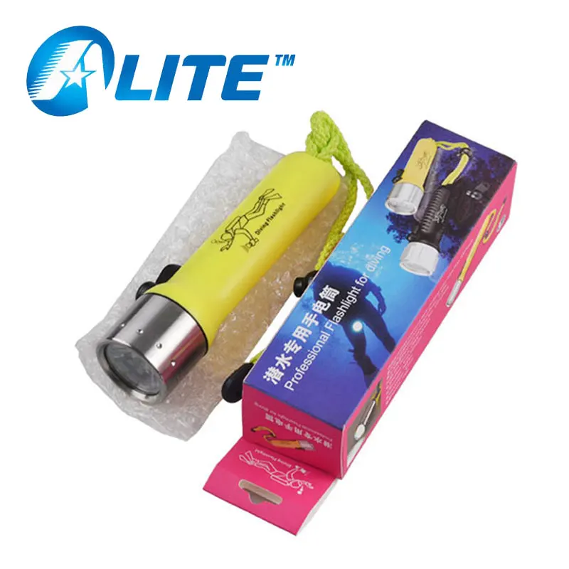 TMWT Bright Scuba Diving Flashlight Yellow body AA Battery Powerful Q5 LED Lamp Underwater Waterproof Diving Light