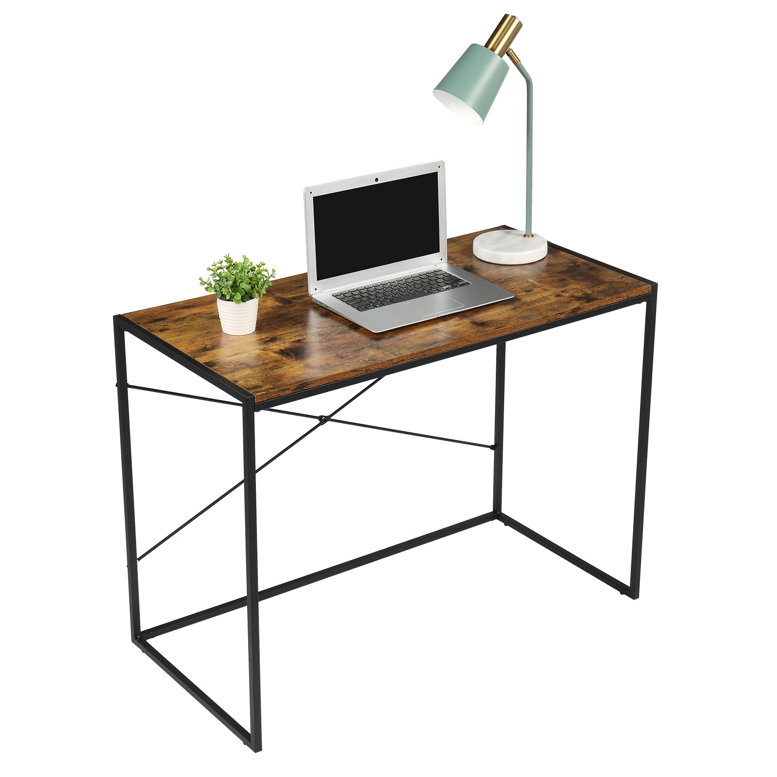 Simple Cross Computer Desk PC Laptop Study Table Workstation 100x50x75CM Paint Frame MDF Paste Triamine Desktop[US-Stock]