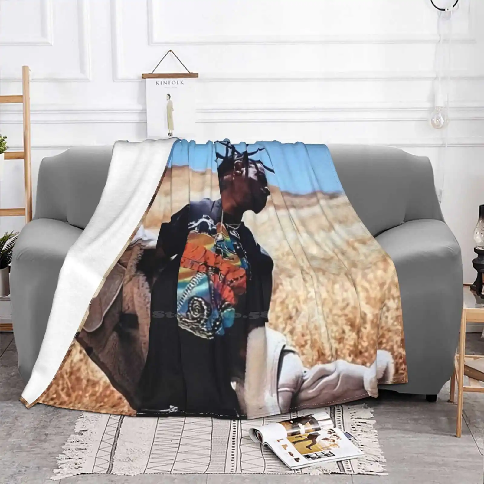 Travis Tapestry Four Seasons Comfortable Warm Soft Throw Blanket Rap Music Hiphop Drake Lil Uzi Vert Playboicarti Kanyewest