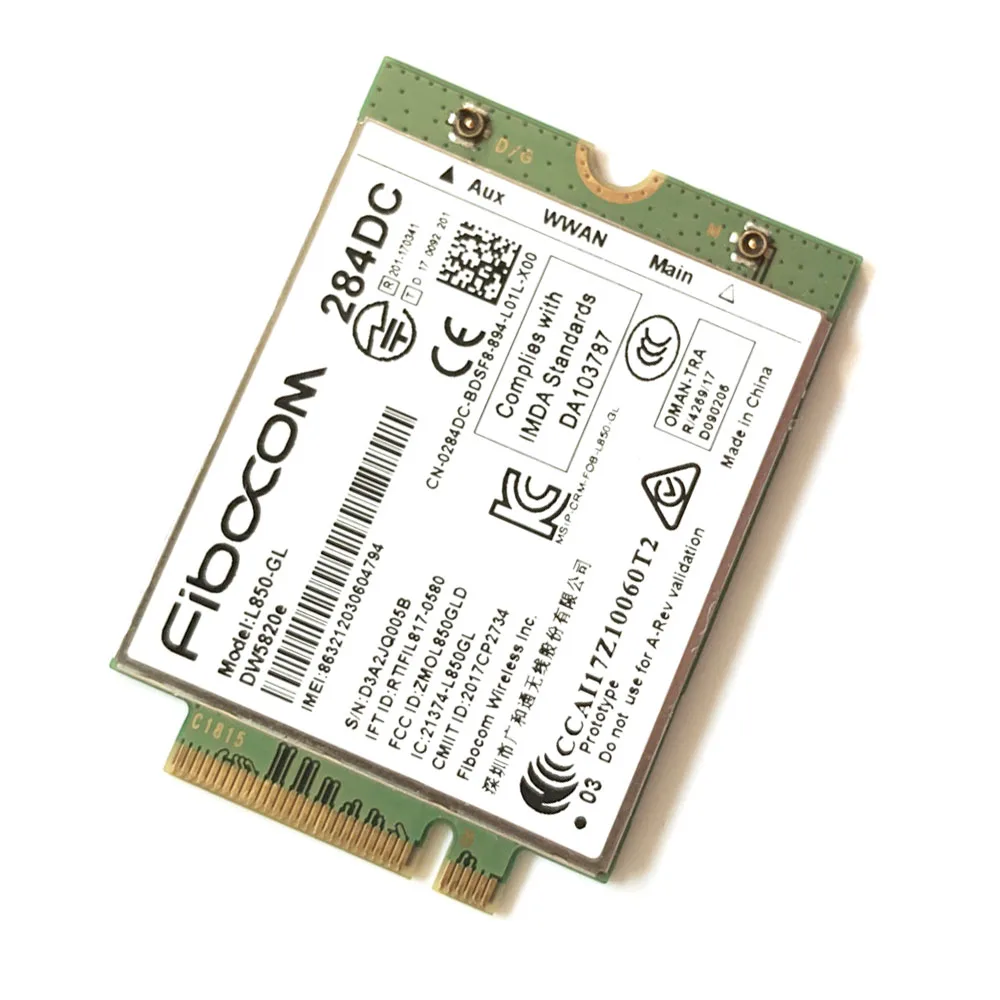 Moduł karty Fibocom L850-GL LTE/WCDMA 4G WWAN DW5820e 0284DC 284DC do laptopów DELL 3500 5400 — zdjęcie produktu 6