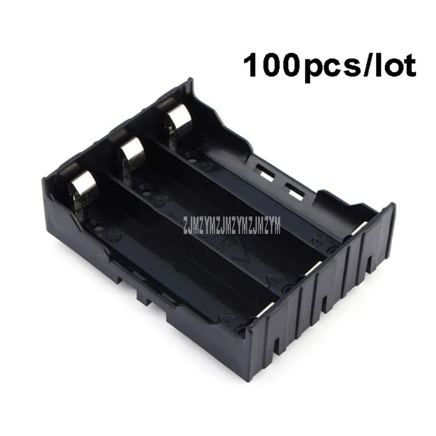 100PCS/lot 18650 Battery Holder 3 Slot 18650 In Parallel Plastic Holder Storage Case Box For 3x 18650 Lithium Battery With Pin