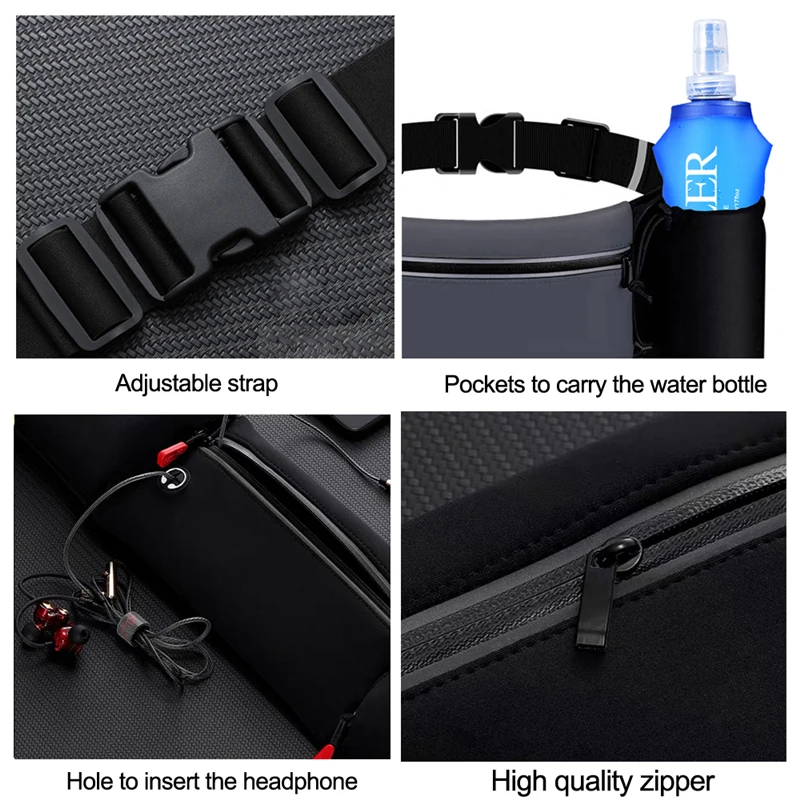 Breathable Marathon Jogging Cycling Running Bag Trail Hydration Belt Waist Bag Pouch Fanny Pack Phone Holder 500ml Water Bottles