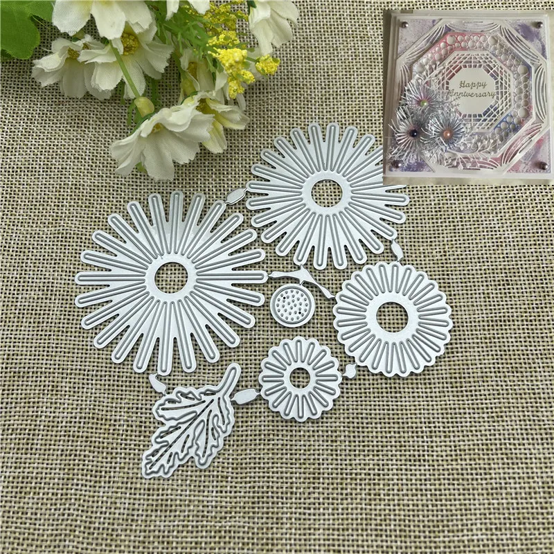 3D Flower circle Leaf Metal stencil mold Cutting Dies decoration scrapbook die cuts Album Paper Craft Embossing DIY Card Crafts