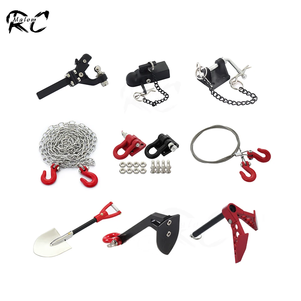 Accesorios de gancho de remolque de Metal para coche RC, cadenas de anclaje de cabrestante, Tuercas de camión para 1/10 Crawler TRX4 TRX6 D90 SCX10