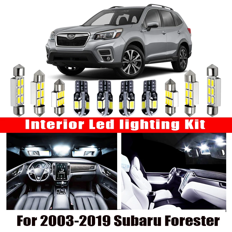 For 2003-2019 Subaru Forester White car accessories Canbus Error Free LED Interior Light Reading Light Kit Map Dome License Lamp