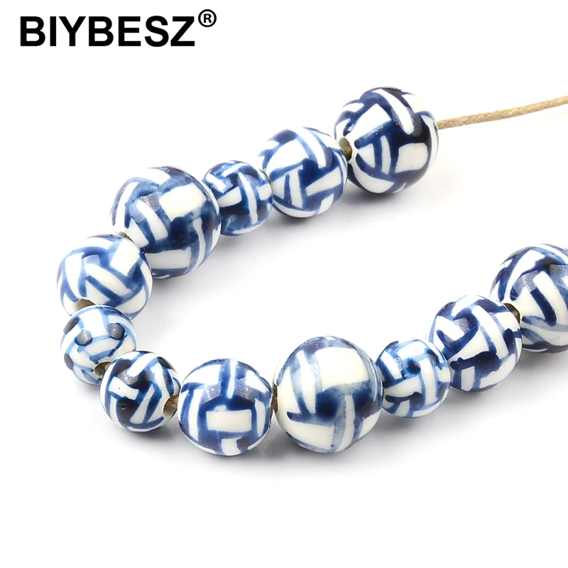 Painting Volleyball pattern(10 Pieces/Lot) 8MM 10MM 12MM Ceramic Beads Porcelain Diy Hand Made Beads Jewelry Making