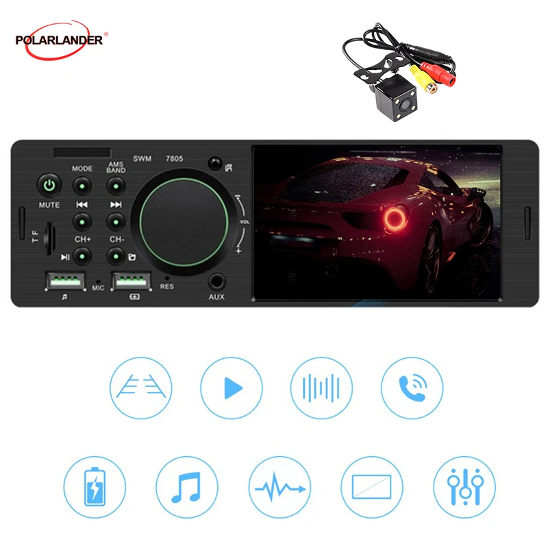 

Dual USB ports 12V 4.1" MP5 1 Din Car Radio Handsfree TF/AUX/FM Bluetooth High Power Stereo System RCA 2 channels Audio Output