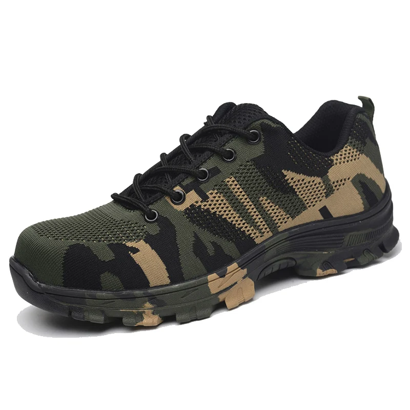 Outdoor Safety Shoes Camouflage Boots Men Indestructible Footwear Puncture-Proof Work Sneakers Protective Shoes 47 48