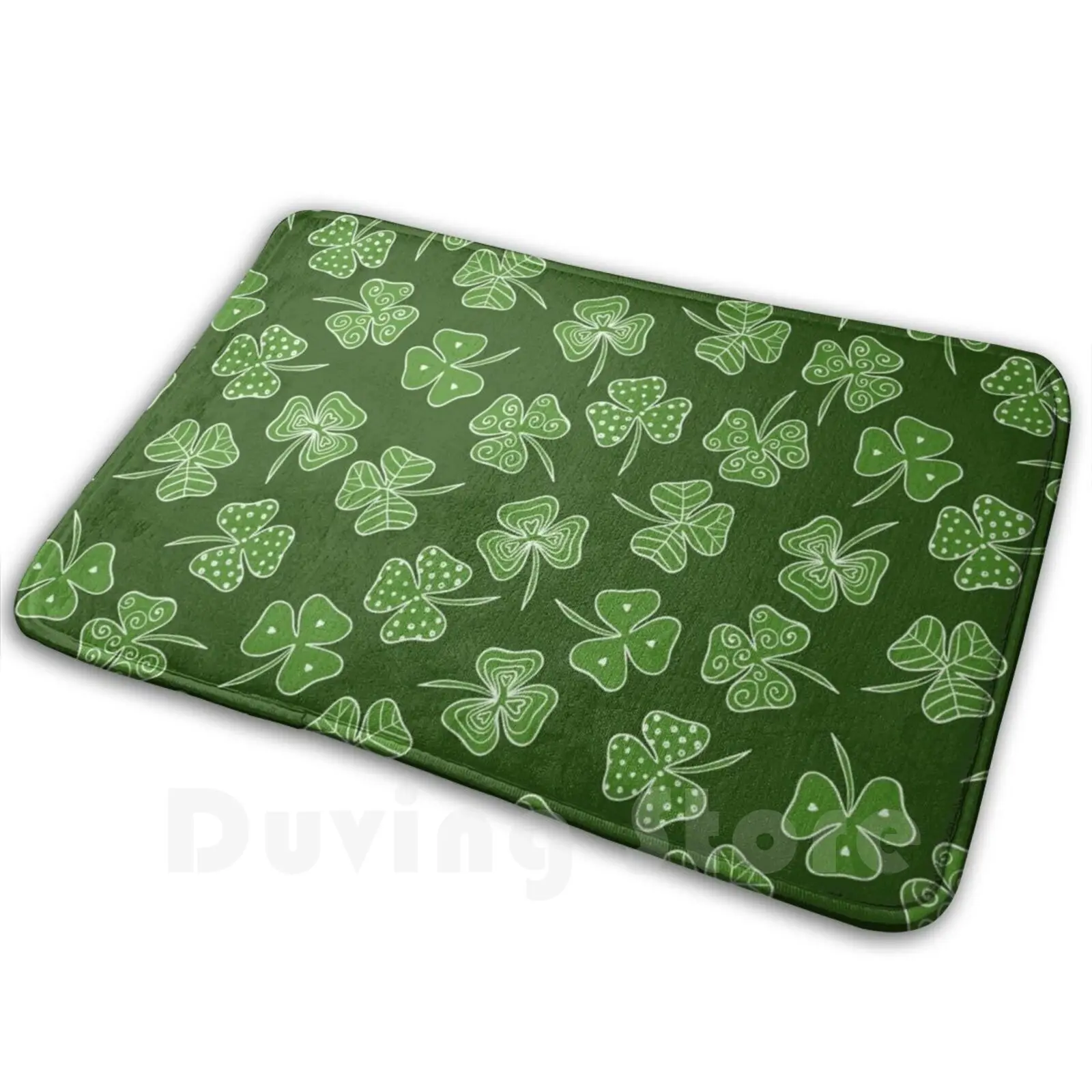 Shamrocks Mat Rug Carpet Anti-Slip Floor Mats Bedroom Green Leaf Clover Culture Holiday Luck Irish Nature Meadow Ireland