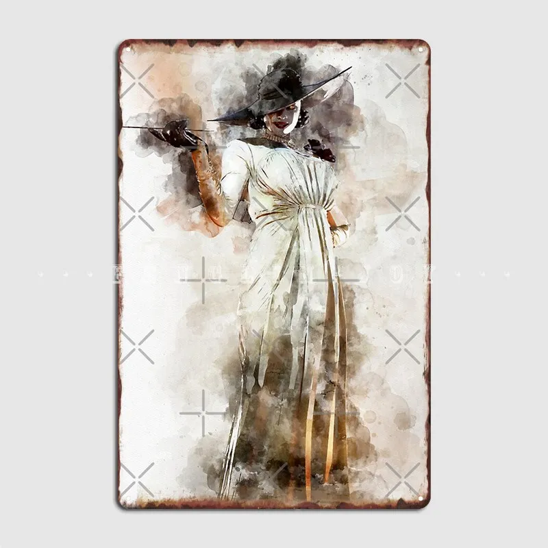 Lady Dimitrescu Re: Village *Watercolor* Metal Plaque Poster Cinema Living Room Living Room Retro Poster Tin Sign Posters