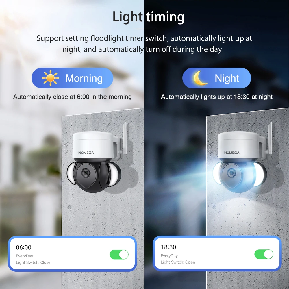 INQMEGA-Projector Smart Life, Câmera PTZ WiFi, Dia e Noite, Full Color, Suporte Onvif, Alexa, Assistente do Google