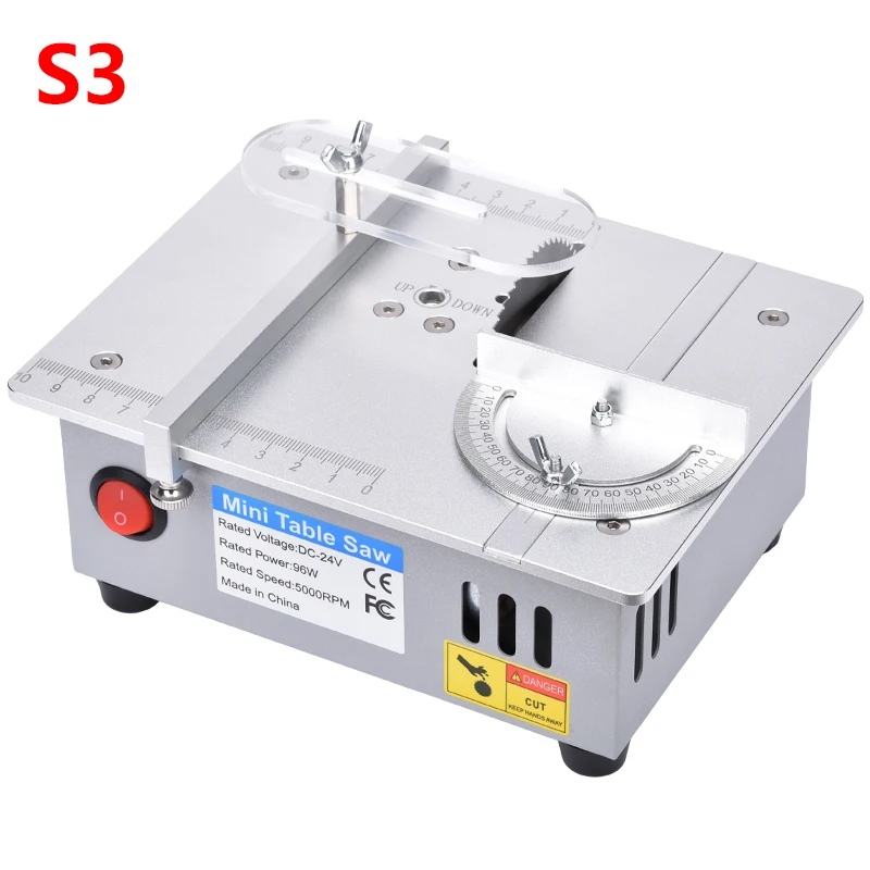 Precision Desktop Micro Table Saw DIY Acrylic PCB Cutting Machine DC24V 10A Mini Aluminum Alloy Model Small Electric Saw Motor