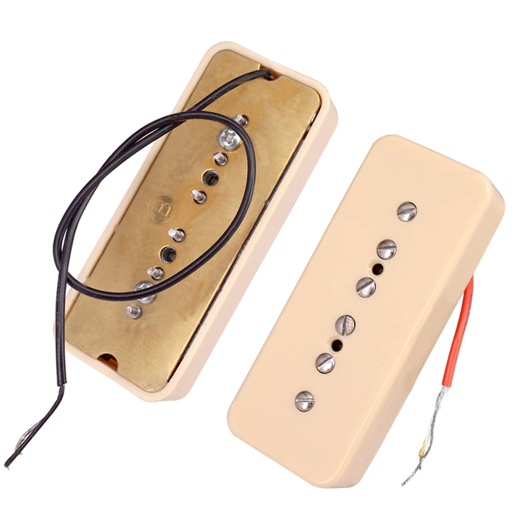 2 Pieces Cream P90 Soapbar Neck&Bridge Humbucker Pickups 50/52m Pole Spacing for Electric Guitar Parts