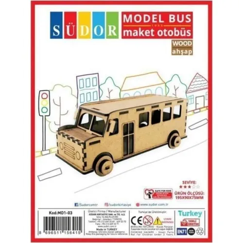 Südor Wood Wooden Diy Model Bus 195x90x75mm