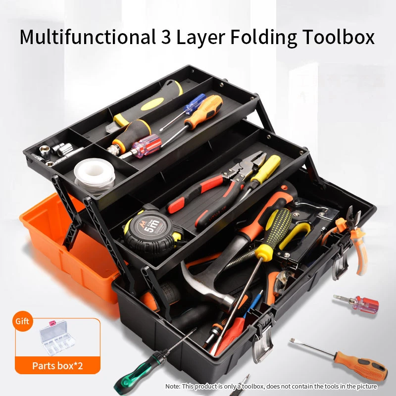 Hardware Toolbox Household Three-layer Folding Box Multi-functional Portable Storage Box Thicken Large Maintenance Tool Box