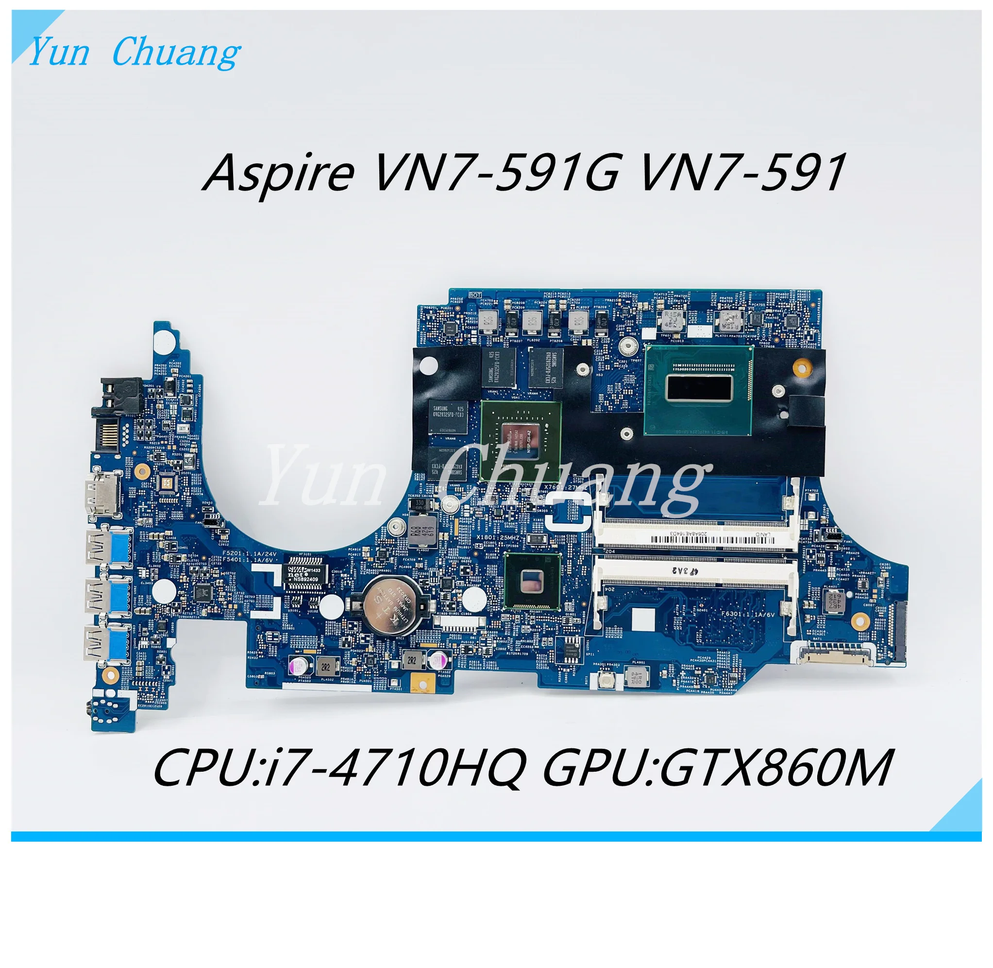 14206-1 448.02W02.0011 mainboard For ACER Aspire VN7-591 VN7-591G Laptop motherboard with i7-4710HQ CPU GTX860M GPU 100% work