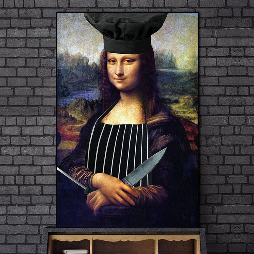 Nordic Style Minimalism Mona Lisa Canvas Painting Funny Art Posters and Prints Wall Art Pictures for Living Room Home Decoration