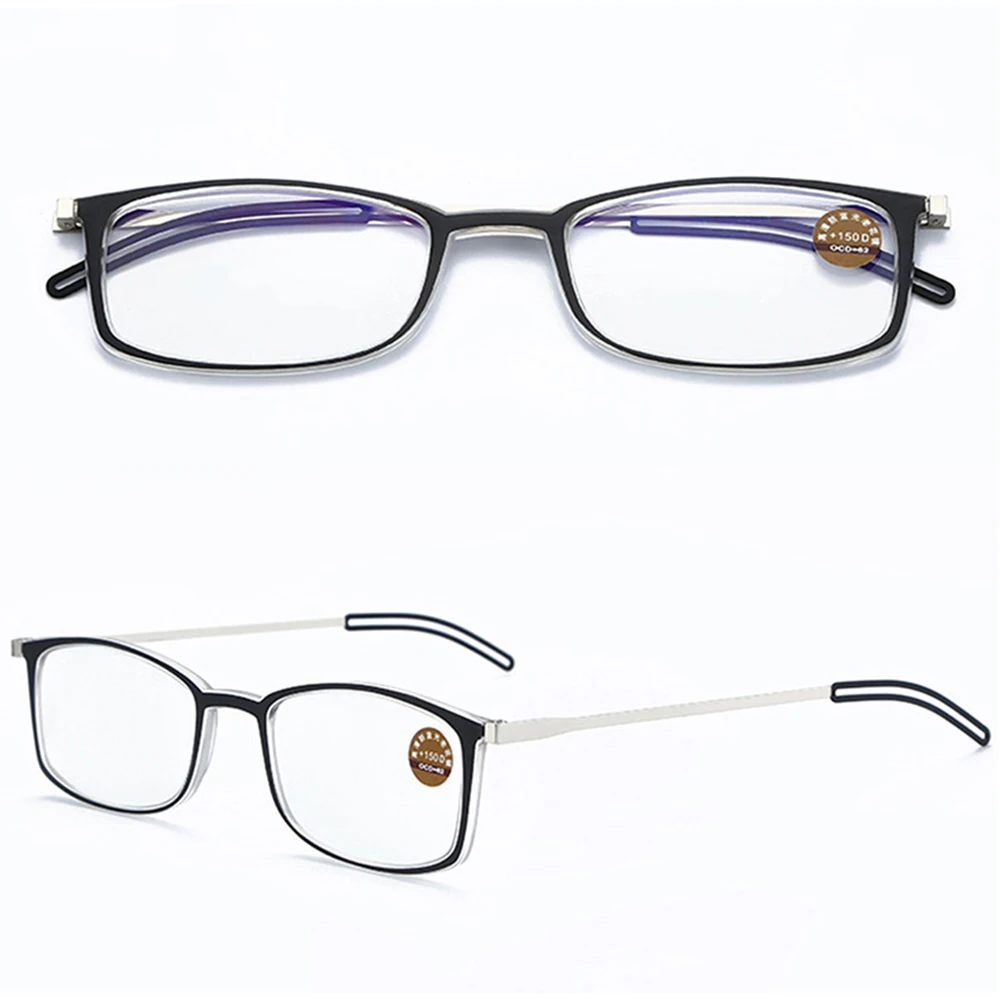 Mai Blume Dünne Blaue Licht Blockieren Lesebrille Brillen Männer Frauen Tragbare Gläser Weitsichtigkeit Mit Telefon Fall + 3,5 + 4 – Detail 9